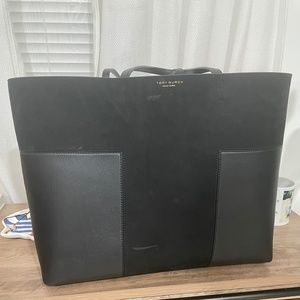 Tory Burch Black Leather/Suede Tote